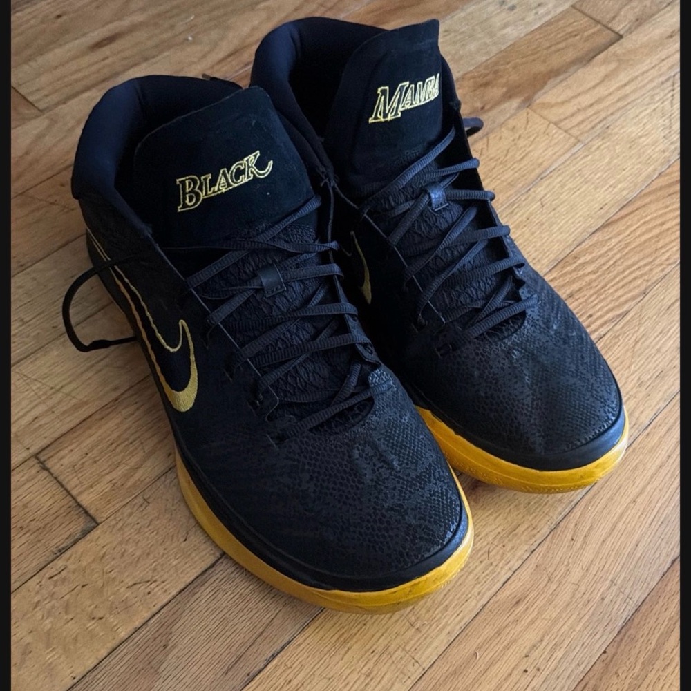 Nike Black and Gold Mamba Edition Shoes